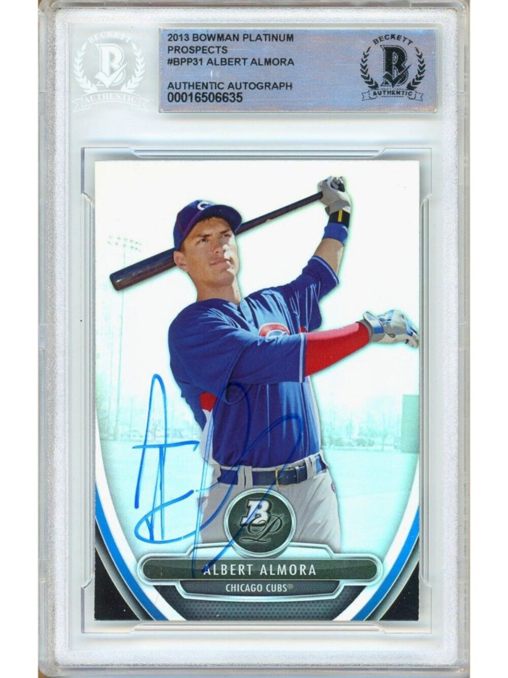 Albert Almora Signed 2013 Bowman Platinum #BPP31 Cubs Beckett BAS Slabbed Auto